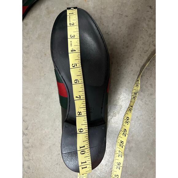 Gucci - Black Leather Web Slip On Loafers / 7.5 M - Picture 8 of 12